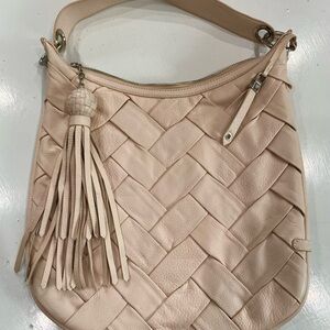 Cole Haan Prudence Blush Pink Woven Leather Shoulder Bag